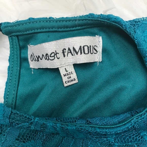 New Almost Famous stretch lace teal dress - Picture 4 of 6